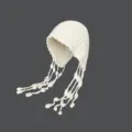 Handgemachte Häkeln Qualle Beanie Mütze warme Winter Strickmütze mit niedlichen Quasten - Milchweiß
