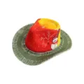 Weihnachts-Schneemann-Themenkeramik-Cowboyhut-Dekoration, festliches Feiertags-Tischornament. - M (56-58cm) / Rot Gelb Grün Rand Schneemann-Zylinder