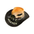 Halloween Graffiti Cowboyhut Detailansicht, retro Muster für Party Kostümzubehör. - M (56-58cm) / Fledermaus Kürbis-Zylinder