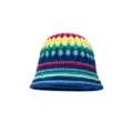 Colorful handmade crochet bucket hat, retro stripe knit cap, sweet daily autumn winter wear - M (56-58cm) / Hyuna Style Stripes - Color 1