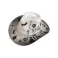 Halloween Retro-Cowboyhut mit Skelett- und Fledermaus-Grafikdruck für Festival-Party. - M (56-58cm) / Skelett-Zylinder