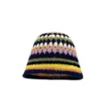 Handmade colorful crochet bucket hat retro striped knit hat cute vintage casual sun hat women - M (56-58cm) / Hyuna Color Block Striped Style / Yellow