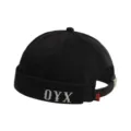 Gorra docker negra con bordado de letras blancas, elegante estilo urbano streetwear. - M (56-58cm) / Negro