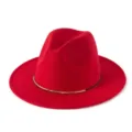 Chapeau fedora en laine rouge pour femme et homme, casquette classique en feutre style britannique. - M (56-58cm) / Rouge
