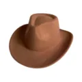 Classic brown wool fedora hat for men and women, vintage winter western cowboy headwear. - M (56-58cm) / Dark Brown