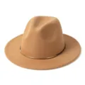 Chapeau feutre fedora femme homme retro jazz chapeau laine large bord panama - M (56-58cm) / Chameau
