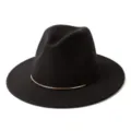 Chapeau fedora en laine noire avec accent métallique doré, style vintage britannique unisex. - M (56-58cm) / Noir