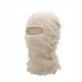 Cagoule en tricot ébouriffé masque d'hiver pelucheux drôle chapeau de fête beige - M (56-58cm) / Beige