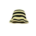 Yellow and black striped knitted crochet bucket hat, stylish women autumn winter warm hat. - M (56-58cm) / Vibrant Stripes - Black Beige Yellow