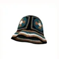 Retro handmade crochet bucket hat women autumn winter colorblock knitted fisherman cap - M (56-58cm) / Retro Color Block - Black