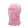 Cagoule duveteuse rose masque de ski en tricot hirsute fête en plein air visage chaud - M (56-58cm) / Rose