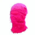 Cagoule pelucheuse rose vif en tricot masque facial duveteux pour la fête mode. - M (56-58cm) / Rose rouge