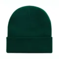 Bonnet en tricot uni vert foncé vue détaillée, bonnet chaud d'hiver avec revers. - Taille Unique / Vert Foncé