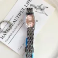 MICAI women's stainless steel quartz watch with elegant oval pink dial and metallic strap. - Silver Case Pink Dial
