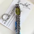 Montre quartz femme MICAI cadran ovale bracelet en acier inoxydable élégant design détail - Boîtier Argent Cadran Vert