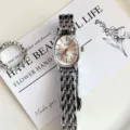 MICAI Montre Quartz Petit Cadran Ovale Femme Bracelet Acier Élégant Montre-Bracelet Bijou - Boîtier Argenté Cadran Blanc