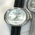 Women quartz watch small oval dial silver case black leather strap vintage elegant fashion style - Silver Case White Dial Black Strap