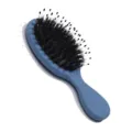 Portable blue cushion hair brush with mixed bristles for daily scalp massage and hair styling care. - Boar Bristle Style / Elastic Paint Dark Blue
