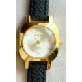 MICAI montre quartz femme cadran carre vintage avec bracelet cuir noir elegante mode - Boîtier Doré Cadran Blanc Bracelet Noir