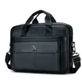 Herren schwarze echtes Leder Business Aktentasche Laptop Handtasche Umhängetasche neu - Schwarz