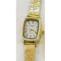 Vintage rectangular women's watch with gold mesh strap, Roman numerals, and quartz movement. - Gold Grey