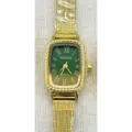 KOUSHI women quartz watch vintage rectangular green dial roman numerals mesh strap chic - Gold Green Face
