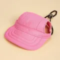 Cute pink pet sun visor for dogs, summer sunscreen hat with ear holes and adjustable strap. - S / Pink