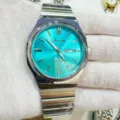 Men's Quartz Watch Stainless Steel Strap Tiffany Blue Dial Business Casual Wristwatch - Silver Case Light Blue Dial