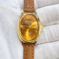 Montre quartz femme Kloris avec cadran ovale et bracelet cuir marron élégant pour tous les jours. - Boîtier Doré Cadran Café Bracelet Café