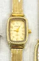 Vintage gold rectangular quartz watch for women with stylish mesh strap and clear numbers. - Rectangle Style (KS260713003) / Gold Case Gold Dial
