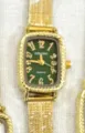 Women vintage rectangular quartz watch with green dial and gold mesh strap elegant accessory - Rectangle Style (KS260713003) / Gold Case Green Dial