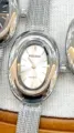 Women's vintage oval quartz watch with silver mesh strap elegant fashion timepiece - Silver Case White Dial