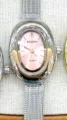 KOUSHI women quartz watch, elegant oval dial with mesh strap, fashion retro wrist watch for ladies. - Silver Case Pink Dial