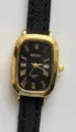 MICAI women watch rectangular dial black leather strap vintage quartz fashion wristwatch - Gold Case Black Dial Black Strap