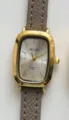Montre quartz rectangulaire style vintage MICAI avec bracelet en cuir gris et lunette dorée femme. - Boîtier Doré Cadran Blanc Bracelet Gris
