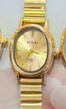 MICAI women vintage gold quartz watch small oval dial fashion chic metal chain strap wrist - Gold Gold Dial