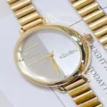 Reloj de mujer dorado estilo vintage correa eslabones bambú elegante reloj cuarzo - Todo Oro Esfera Blanca