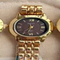 MICAI Women Quartz Watch Oval Dial Gold Stainless Steel Strap Fashion Elegant Wristwatch - Gold Case Brown Dial