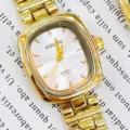 Vrouwen goud vierkante quartz horloge vintage stijlvolle metalen ketting band horloge - Witte Wijzerplaat
