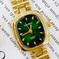 Groene wijzerplaat goudkleurig quartz dameshorloge met elegante metalen ketting SKU. - Groene Wijzerplaat