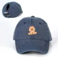 Süße Capybara Jeans Baseball Cap für Damen, gewaschene blaue Pferdeschwanz Kappe verstellbar - Verstellbar / Marineblau