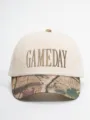 Gorra de béisbol GAMEDAY bordada con visera de camuflaje y corona neutra para ropa casual al aire libre. - Ajustable / Beige y Camuflaje