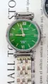 Reloj de cuarzo para mujer esfera verde caja plateada correa de metal elegante diario - Caja Plateada Esfera Verde