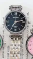 Women quartz watch silver metal strap black dial roman numerals elegant fashion wristwatch - Silver Case Black Dial