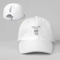 Weißes Ponytail Baseball Cap Detail, Kaffeetasse Print Design, verstellbarer Riemen outdoor. - Verstellbar / Weiß