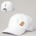 Süße Wasserschwein Cap in Weiß, Baseballmütze mit Pferdeschwanzöffnung für Freizeit und Outdoor. - Verstellbar / Weiß