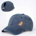 Jeans Zopf-Baseballcap mit süßem Wasserschwein-Print, offener Rücken, verstellbar. - Verstellbar / Marineblau