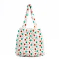 Handmade woven tote bag with colorful beads, chic hollow out shoulder bag for summer beach. - Green Single-Sided