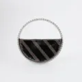 Sparkling rhinestone semi-circular evening bag elegant party beaded handle clutch handbag - Black