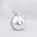 Silver metallic evening bag acrylic shiny money pouch party gift bag with side rings for women - Silver